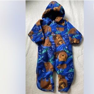 Patagonia Fleece Baby Bunting Brown Bear 0-3 Month